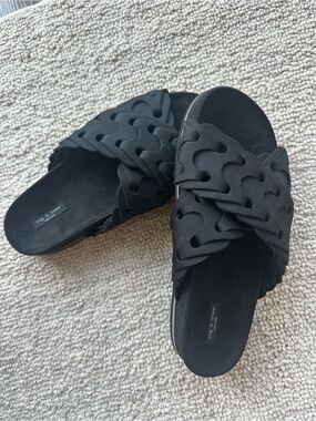 rag & bone Black Sculpted Strap Slide Sandals